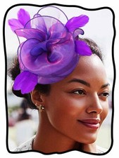 Fascinators Hat Feathers Cocktail Headband Tea Party Headpiece for women Purple
