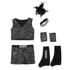 Kids Boys Costume Party Stage Performance Cheerleading Dancewear Jazz Crop Top
