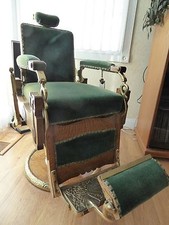 ANTIQUE * KOKEN #147 CONGRESS HYDRAULIC OAK BARBER CHAIR * PAT 1891 - CIRCA 1901