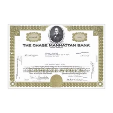 Chase Manhattan Corp. Stock Certificate // 1-99 Shares // Ochre // 1960s-70s