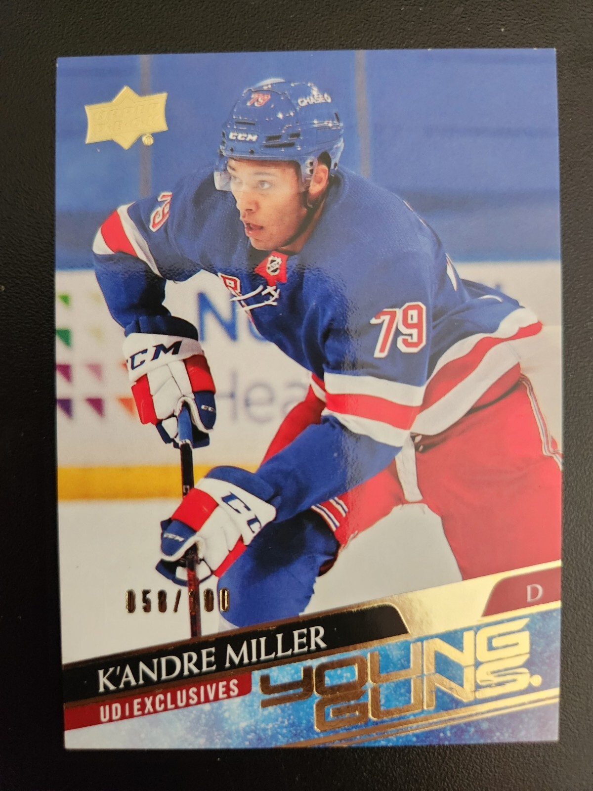 2020-21 UD Young Guns Exclusives K’Andre Miller Rookie Card #469 /100 Rangers