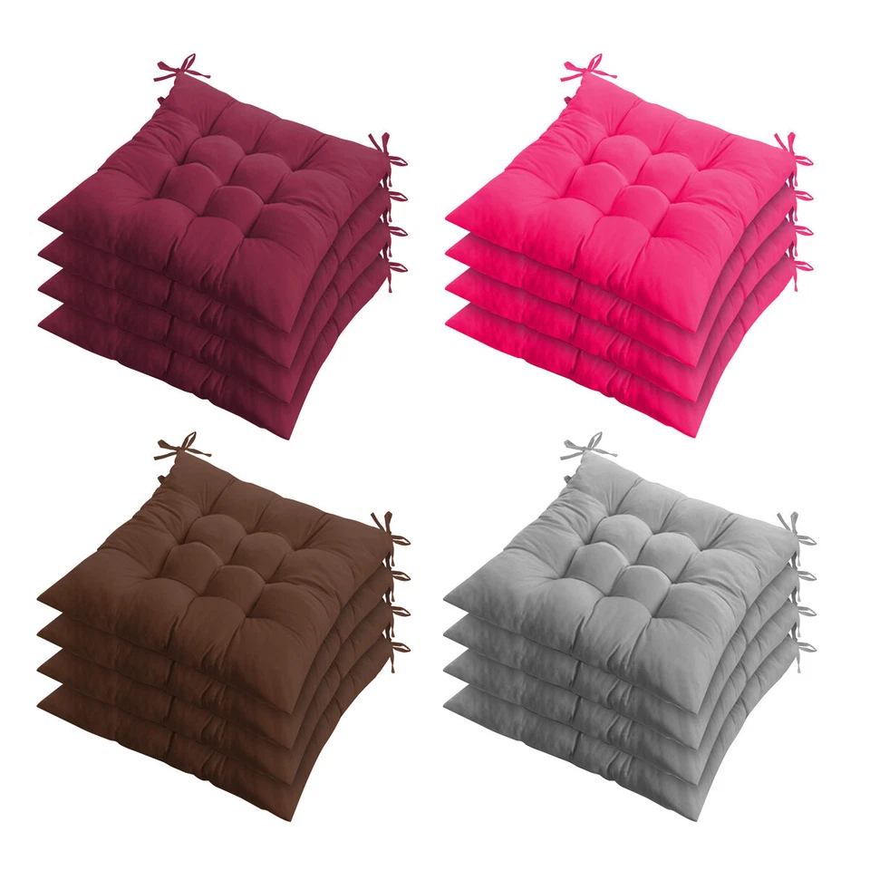 Paquete de 4 almohadillas suaves para asiento de silla interior exterior jardín patio cojín almohada Foto 2 de 4