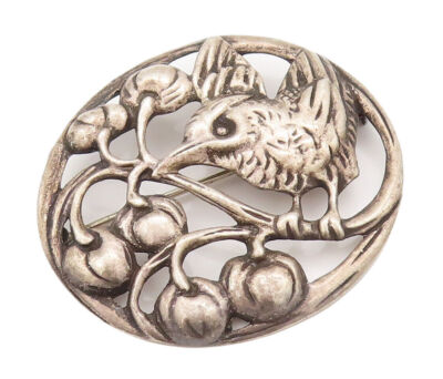 925 STERLING VINTAGE/ ANTIQUE PIN / BROOCH 925 Sterling Silver Antique Art Deco Pink Glass Floral Pin  main image 2