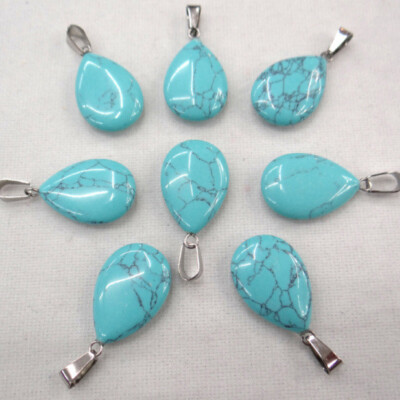 50pcs Artificial Turquoise Stone Water Drop Bead Pendants DIY Jewelry Making