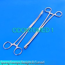 2 PCS OF SPONGE FORCEPS 9" STRAIGHT  CURVED BODY PIERCING KITS SUPPLIES