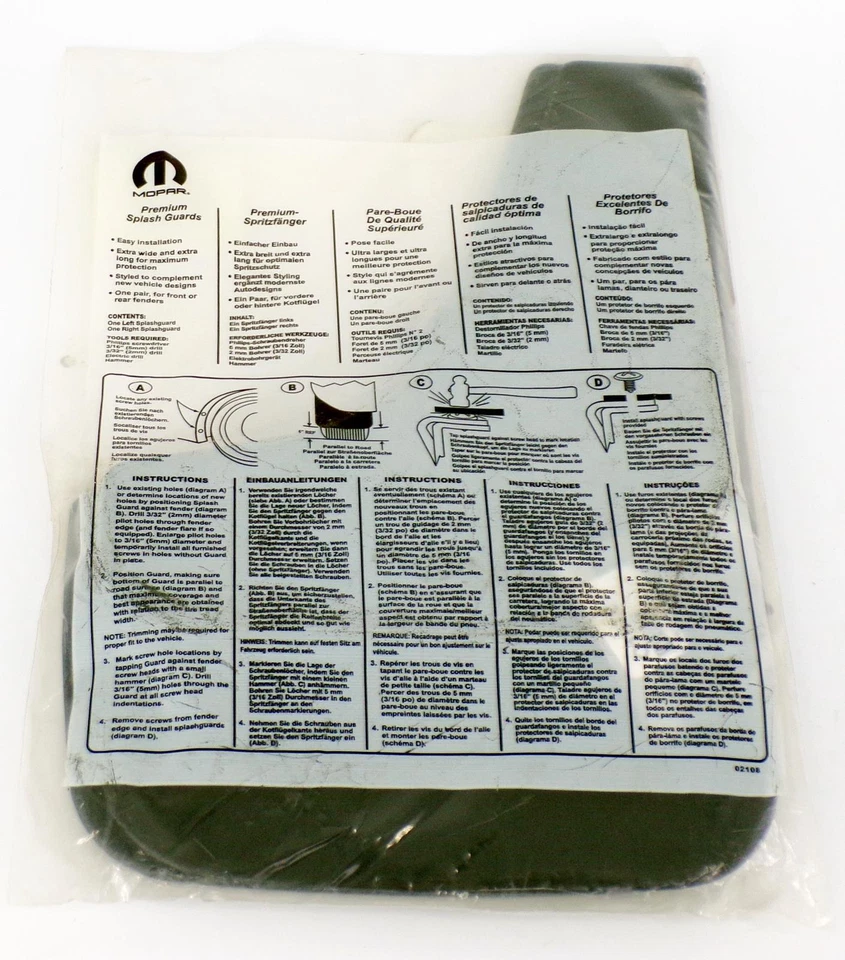 Nuevos protectores contra salpicaduras Mopar 2001-2020 Grand Caravan Town and Country 82203876AB OEM Foto 4 de 4