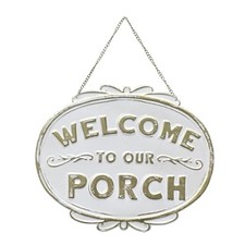 Metal Welcome Sign for Front Porch-14  11.6  0.12 inches,WhiteGold Metal