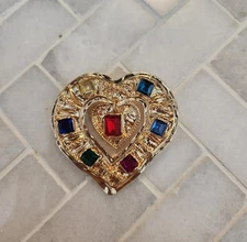 Christian LaCroix Inspired Colorful Heart Brooch
