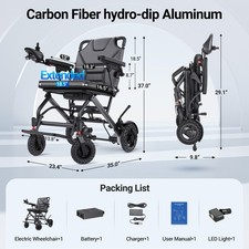Lightweight Foldable Electric Wheelchair W/ 18.5" Wide Seat Airline Approve