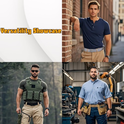 2 Pack Nylon Belts for Men Military Tactical Slide Plastic Buckle Belt Adjust... - Picture 6 of 7
