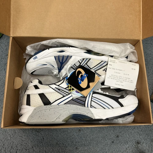 Asics Gel kayano X bianco blu nero uomo nuovo con scatola taglia 10 5 TN400 COME NUOVO