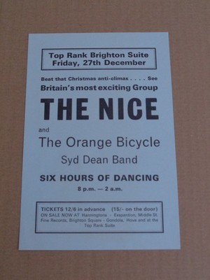 The Nice 1968 UK Top Rank Suite, Brighton Handbill (Orange Bicycle)