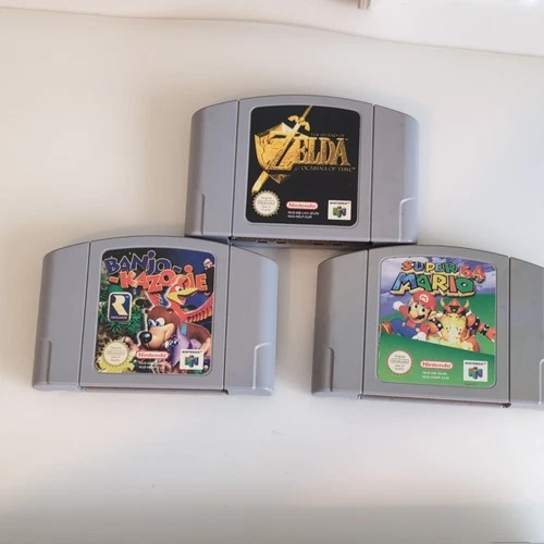 Nintendo 64 PAL Spiele-Set 3x Modul: Zelda Ocarina of Time, Banjo, Mario 64