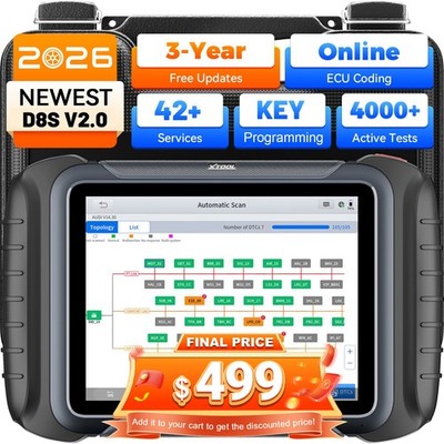 2026 XTOOL D8S V2.0 Auto Diagnostic OBD2 Scanner ECU Coding Topology 42+Services