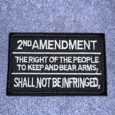 2ND AMENDMENT 2x3 Embroidered Morale Patch Hook Backing Brand New