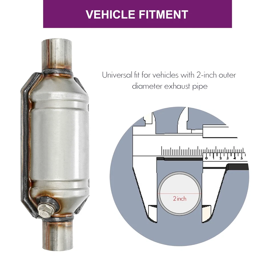 2" Inlet/Outlet Catalytic Converter Universal Front Cat Convertor Direct-Fit Foto 3 de 4
