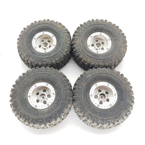 4x Jconcepts Landmines 3156 1/10 1.9" Crawler Tires on ALUMINUM BEADLOCK WHEELS