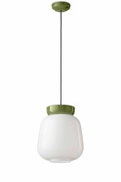 Pendelleuchte Glas Keramik E27 D: 29 Cm H: Max. 154 Cm Weiß GrüN Handarbeit