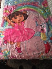 Dora the Explorer Toddler Bed Comforter Satin BEAUTIFUL vintage Nickelodeon