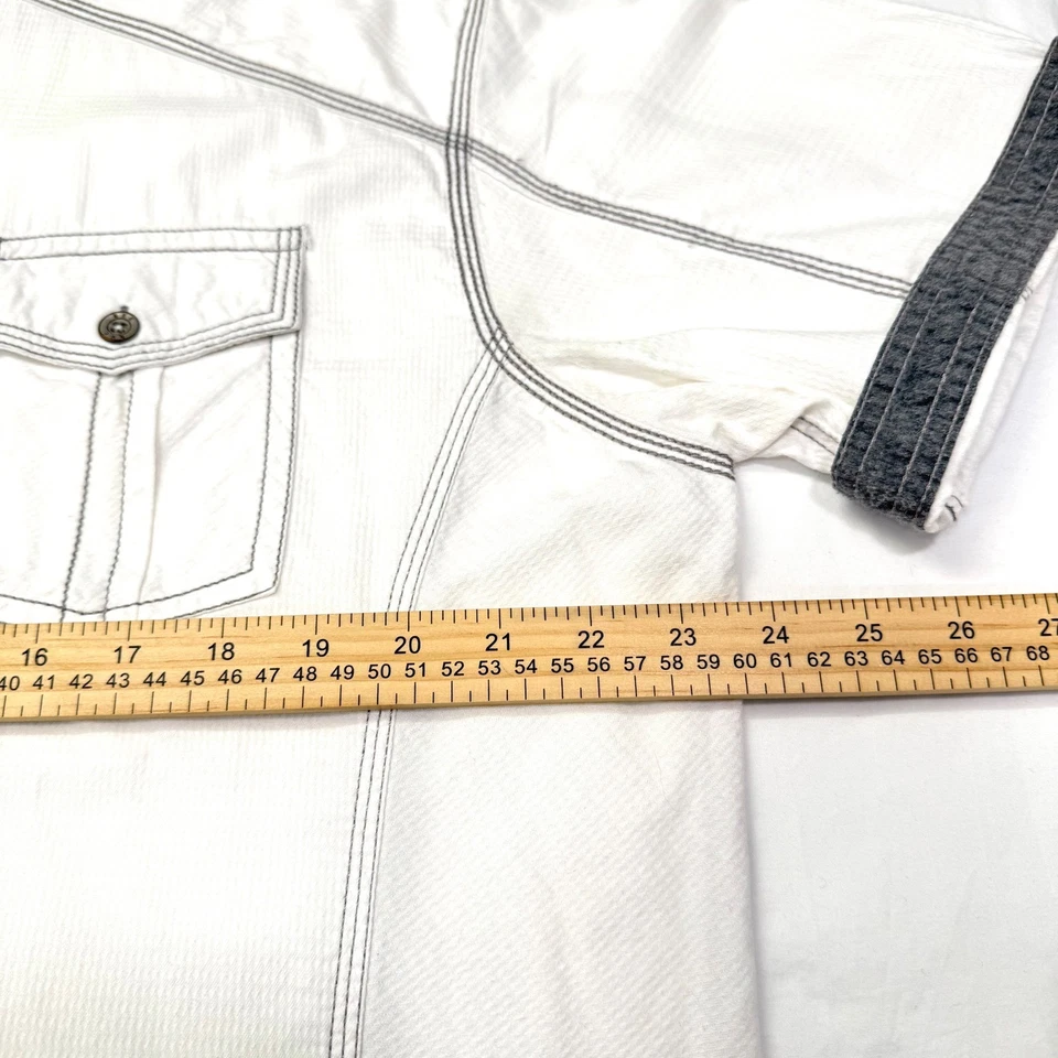 Camisa BKE Hebilla Blanca Calce Atlético Abotonada Para Hombres XL Manga Corta Gris Acento Foto 4 de 4