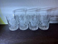 American Brilliant , ABP - FOUR MATCHING TUMBLERS, FLOWERS, DIAMOND BAND PRETTY!