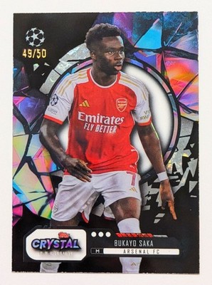 2024 BUKAYO SAKA orange refractor /50 TOPPS CRYSTAL PREMIUM UEFA UCC CL SSP