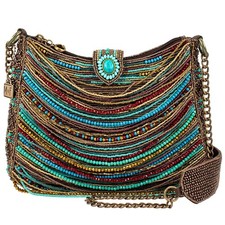 Mary Frances Sway with Me Beaded Zip Magnetic Handbag Blue Bronze Bag Purse NEW