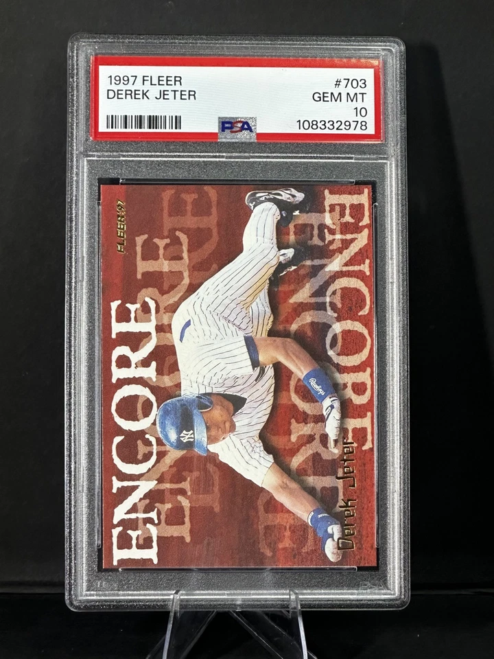 1997 Fleer Derek Jeter ENCORE GOLD #703 New York Yankees HOF PSA 10 🔥🔥 - Image 3 of 3