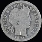 1893-O BARBER DIME ✪ AG ABOUT GOOD DETAILS ✪ 10C SILVER COIN SCARCE AA ◢TRUSTED◣