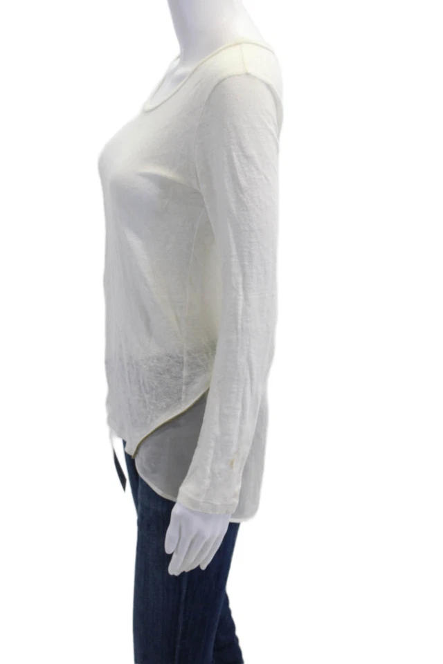 Sandro Paris Womens Linen Long Sleeve Zipped Top White Size 1 - Image 2 of 4
