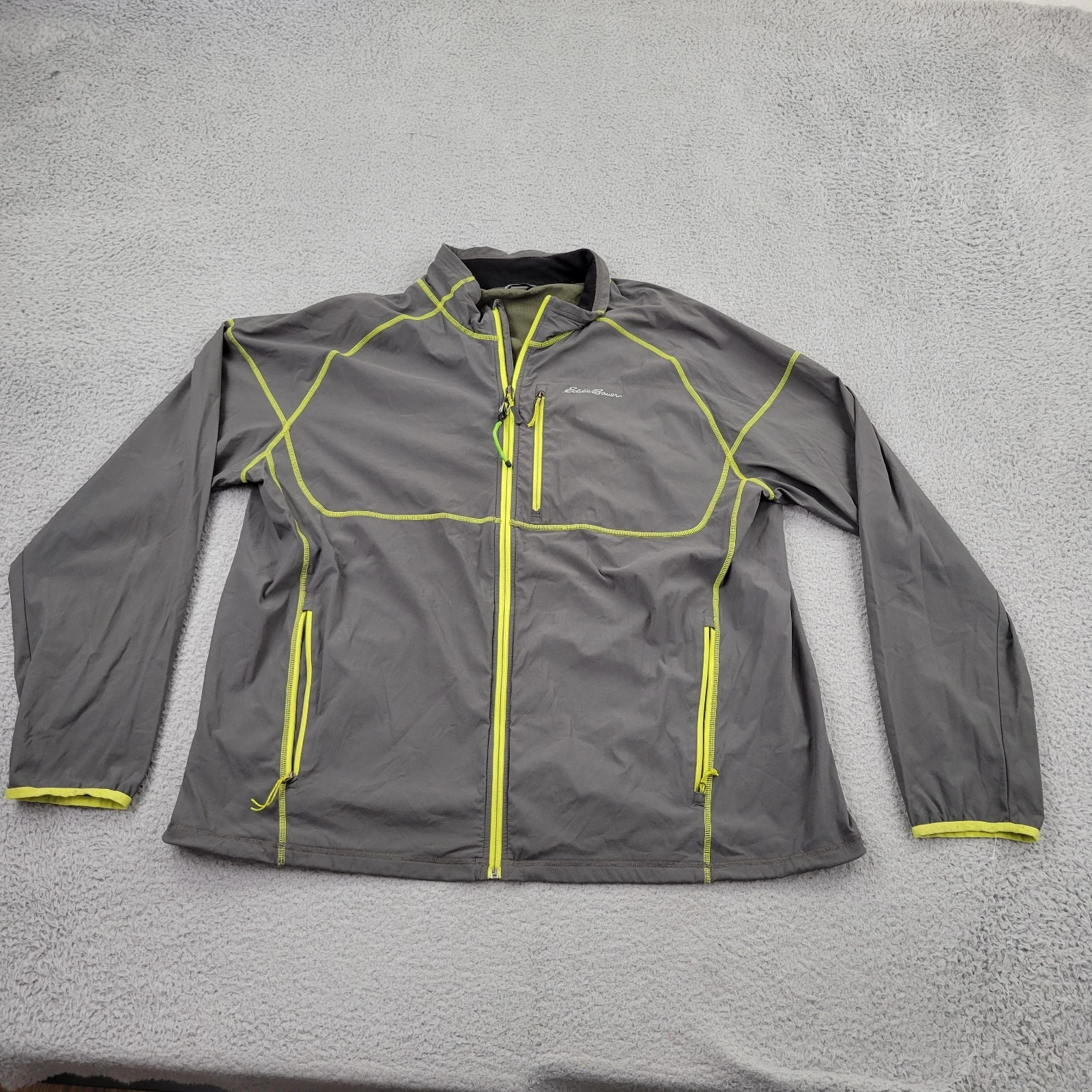 Eddie Bauer Softshell Jacket Mens 2XL Gray Full Zip Pockets Long Sleeve