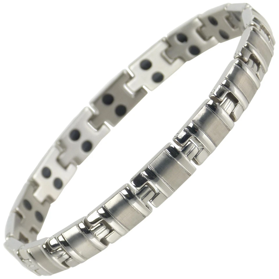 Sisto-X Ladies Titanium Magnetic Bracelet with Chrome Finish Stylish 34 NdFeB...