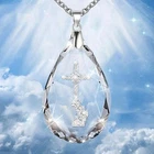 Gorgeous Cross 925 Silver Necklace Pendant Women Cubic Zircon Wedding Jewelry