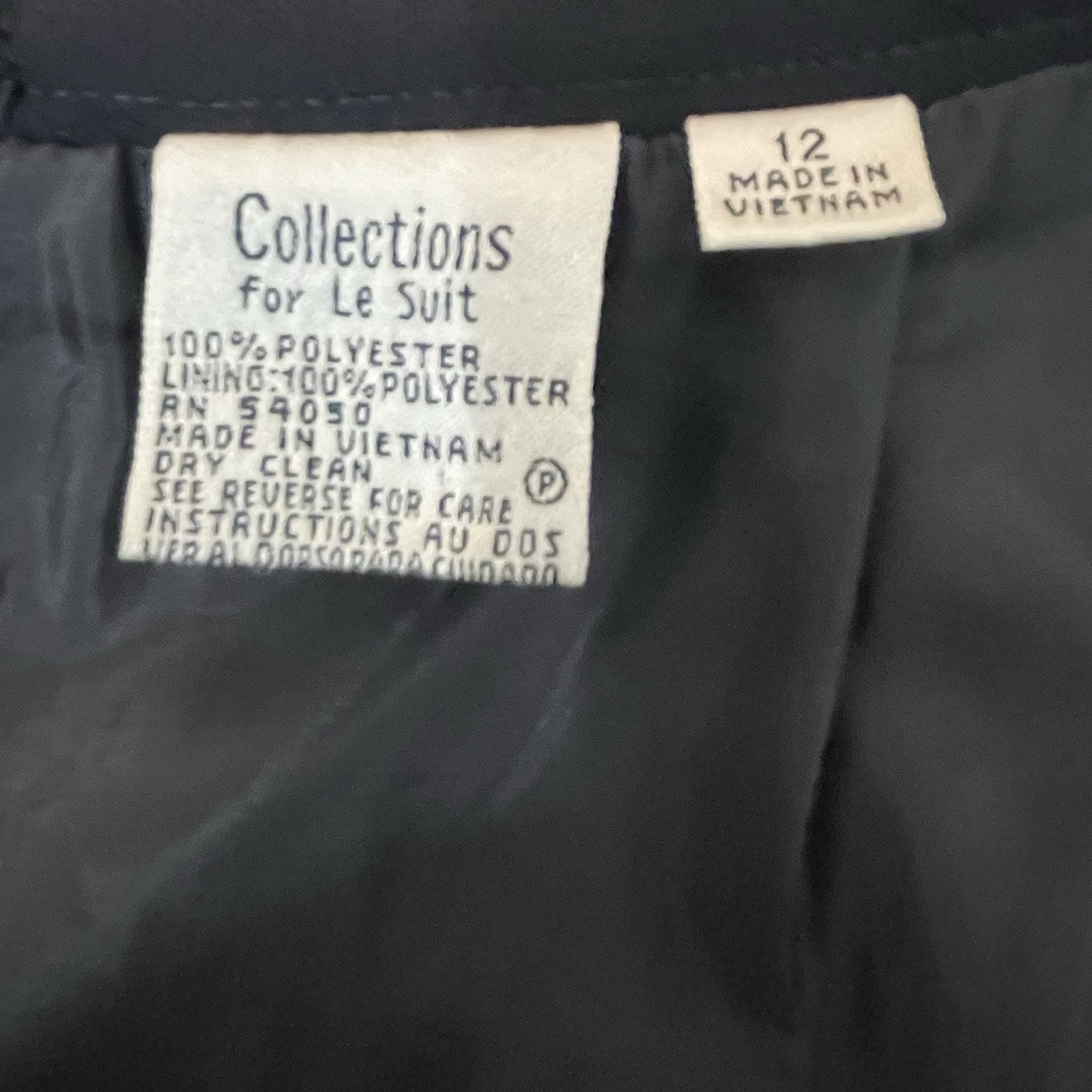 Collection For Le Suit Size 12 Skirt Suit. Midnight Navy Black See Pictures.