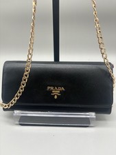 Prada Saffiano Leather Wallet On Chain Nero Peonia Black Pink Crossbody Clutch