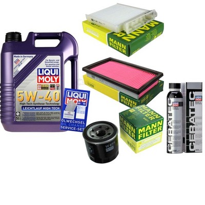 Inspektionspaket 5L Liqui Moly 5W-40 Leichtlauf High Tech für Nissan Note 1.6