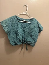 Women’s Gitano Green Floral Crop Top Tie Detail Size XL