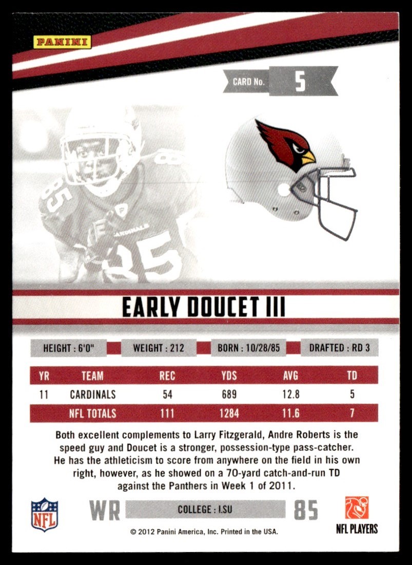 2012 Panini Rookies & Stars Early Doucet Arizona Cardinals #5 | eBay