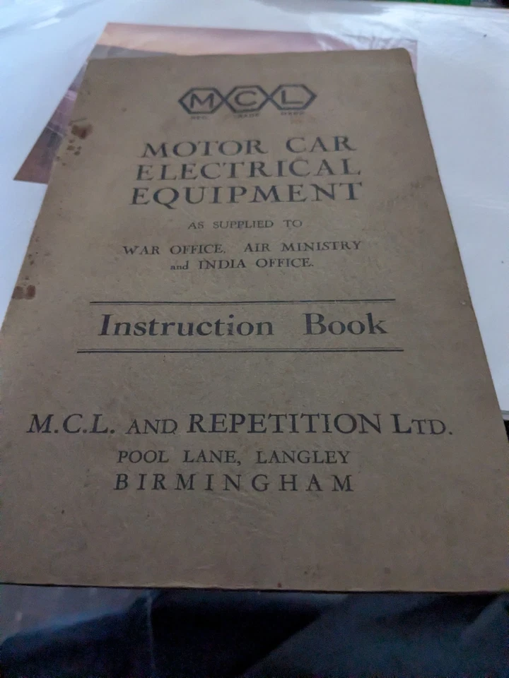 MCL Kraftwagen Elektrogeräte Anleitungsbuch 30er Jahre Auszugspläne