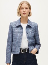 J. Crew MSRP 298 Blue Multi Cropped Lady Jacket in Tweed CS841 Size 8