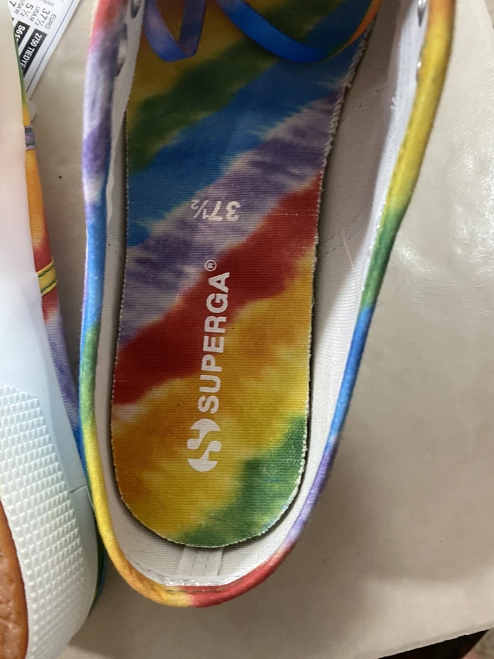Zapatillas deportivas Superga 2750 para mujer tela abanico tie dye multicolor algodón lona talla 7 Foto 3 de 4