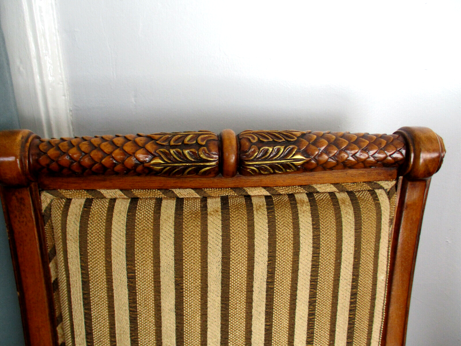 Vintage Pair French Country Ornate Acanthus Leaves Design Wood Bar