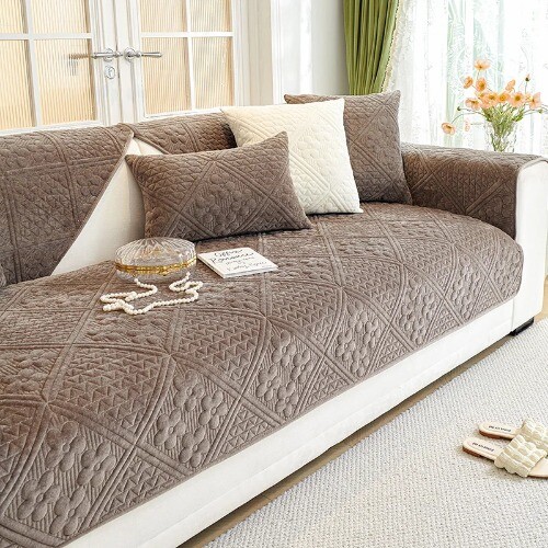 Floral Pattern Thicken Sofa Cover Universal Soft Velvet Sofa Non-slip Couch Room - Picture 26 of 33