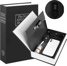 KYODOLED Diversion Book Safe with Combination Lock, Secret Hidden Metal Lock Box