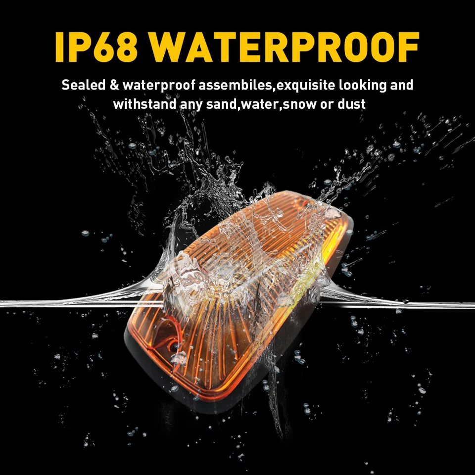 PARA 1988-2002 CHEVY GMC LUZ DE TETO DE CORRIDA MARCADOR DE CABINE TAMPA ÂMBAR LÂMPADA SUPERIOR 5 PEÇAS - Imagem 4 de 4