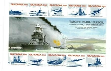 Guyana 1991 - Pearl Harbor Ships - Sheet Of 10 Stamps - Scott #2452 - MNH