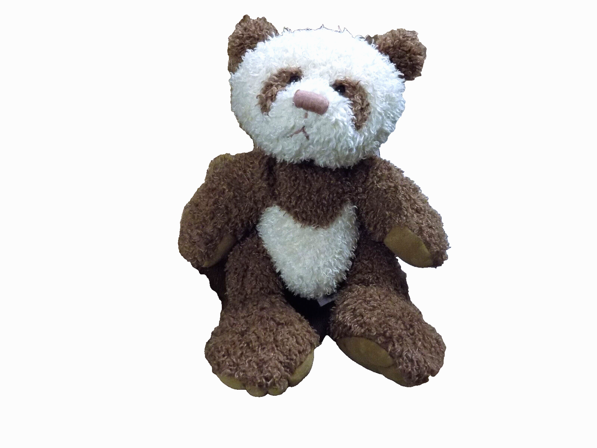 Rare Russ Berrie Brown White Panda Bear Sitting Plush TING 