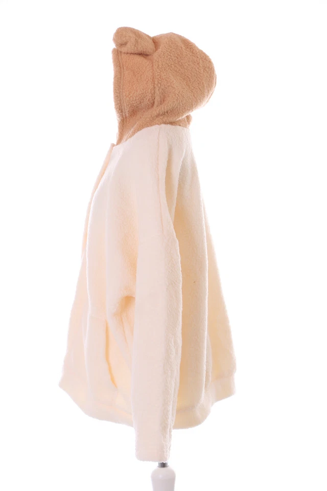 TS-334 Beige niedlich Lammfell-Optik Teddy Ohren Kapuze Oversized Fleece Jacke - Bild 4 von 4