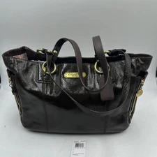 Coach Gallery Mahogany Brown Patent Leather Shoulder Tote F20431 MSRP $325 New