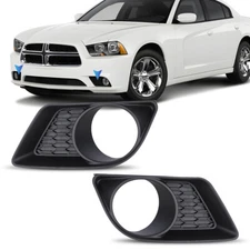 Pair Fog Lights Bezel Cover For 2011-2014 Dodge Charger Front Black Cover